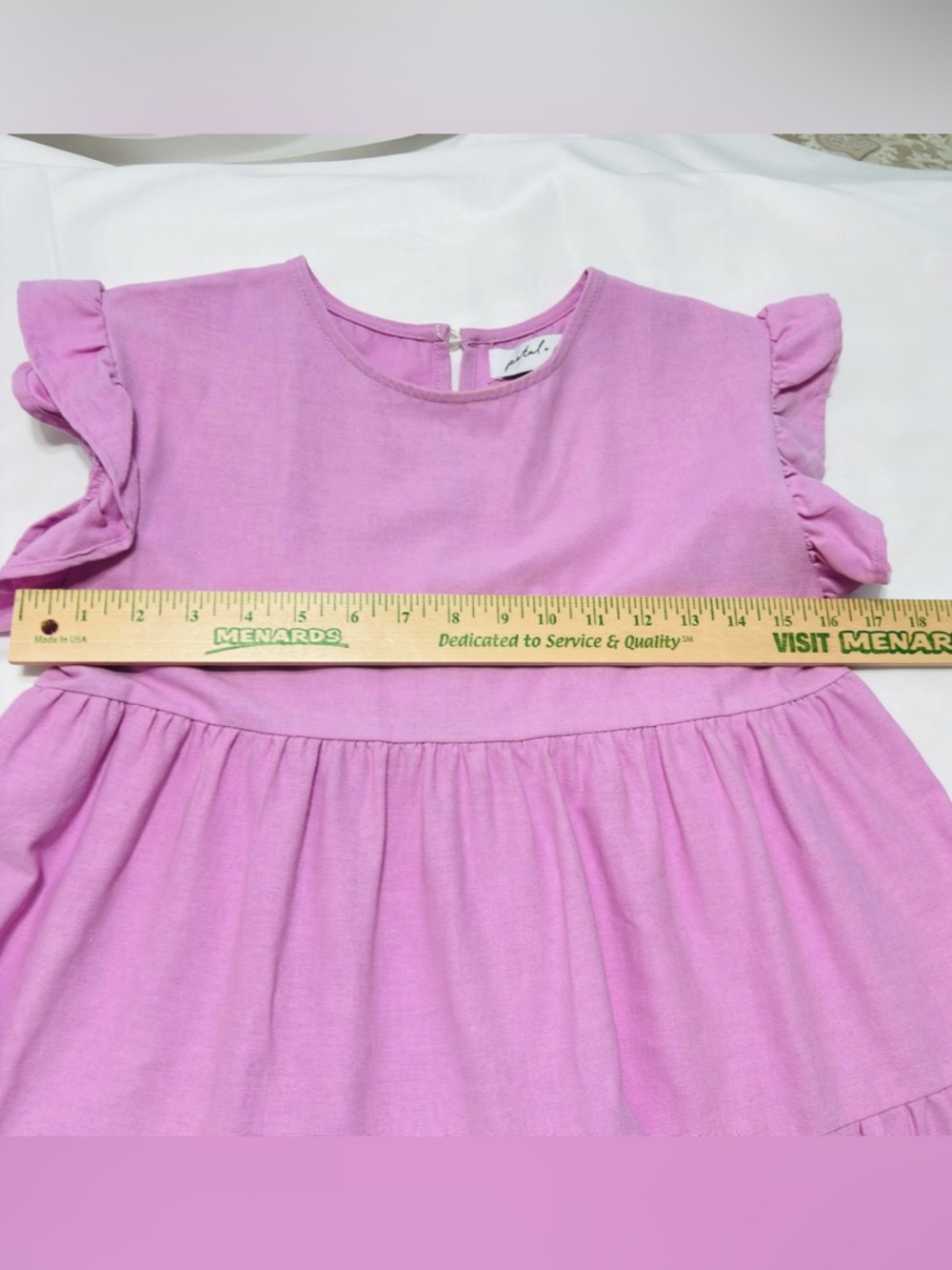 Petal & Pup Ruffle Sleeve Tiered Cotton/Linen Lilac Babydoll Mini Dress Size 2 - Picture 10 of 10